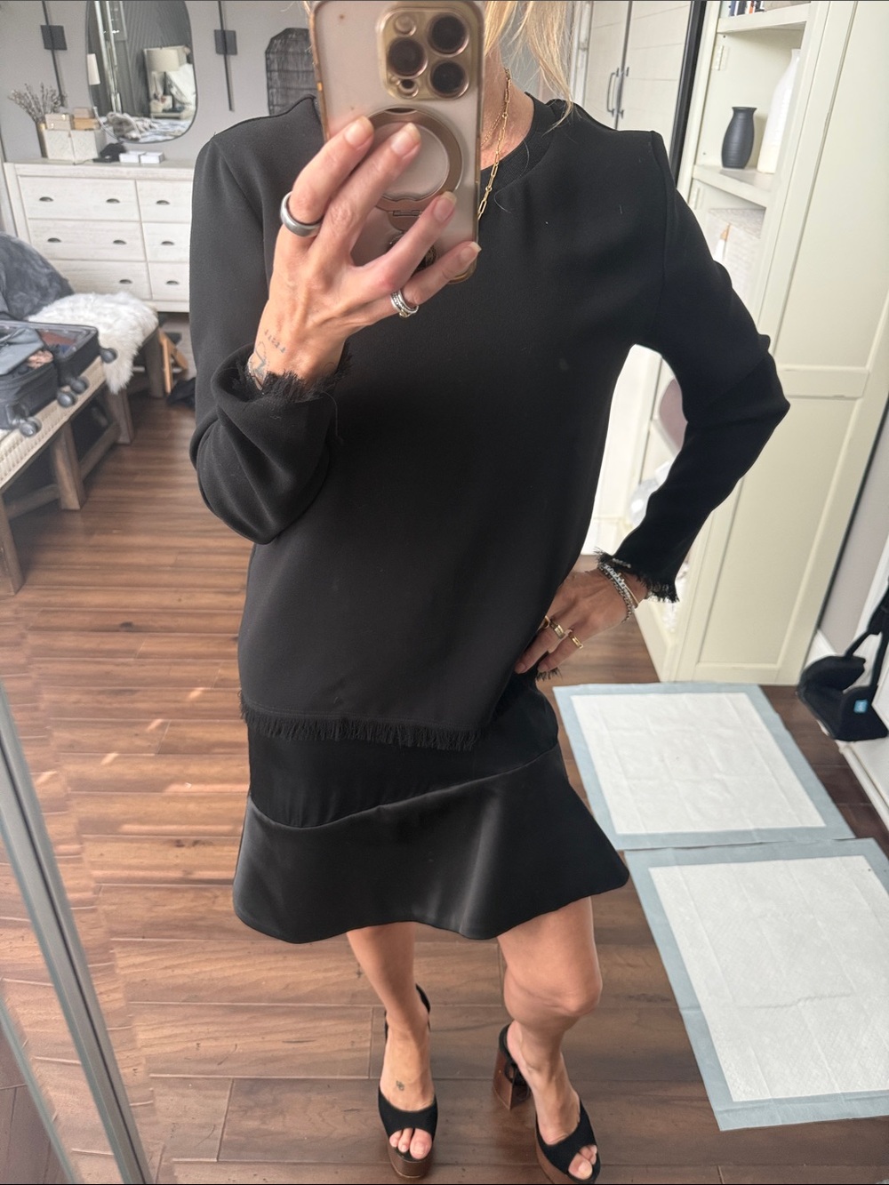 All Saints Black Asymmetrical Two-Piece Dress - Picture 4 of 6